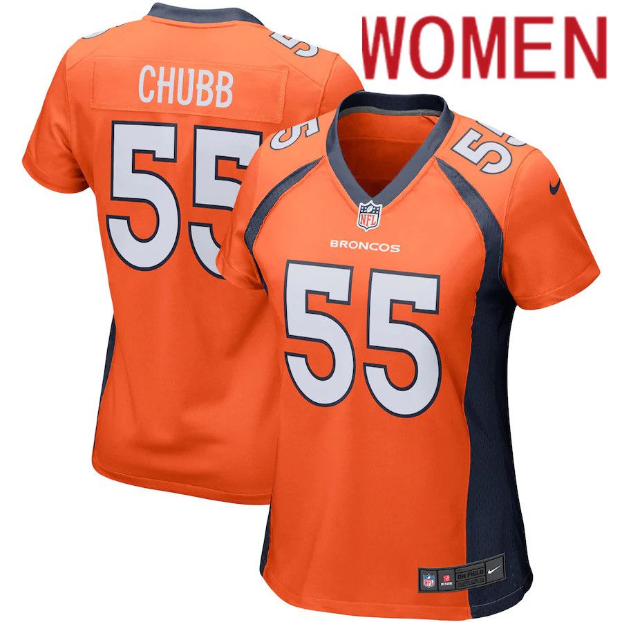 Women Denver Broncos 55 Bradley Chubb Nike Orange Game Player NFL Jersey